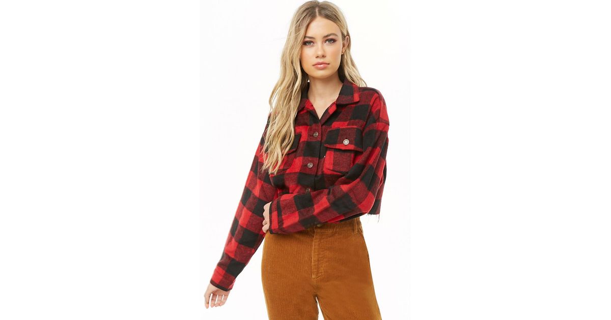 red plaid cropped jacket
