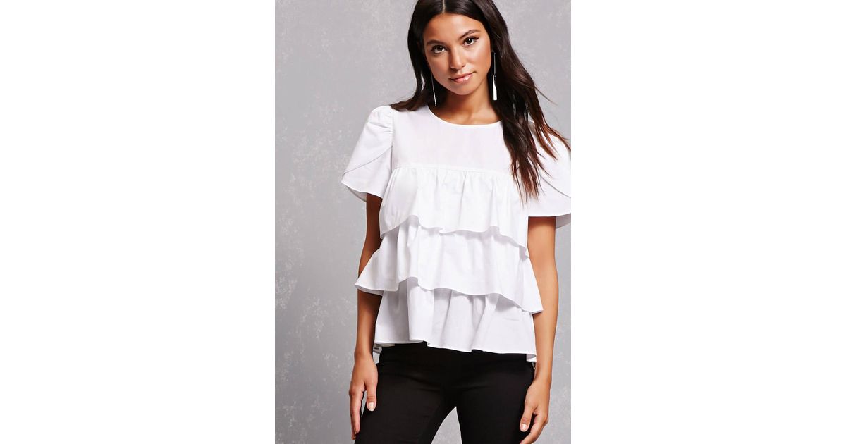 forever 21 white ruffle top