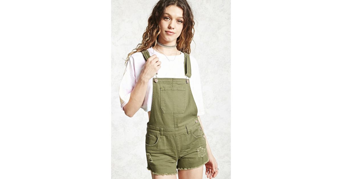 olive overall shorts