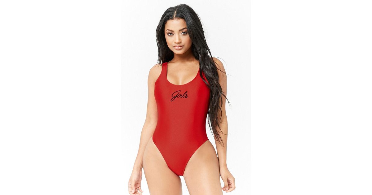 forever 21 red one piece swimsuit