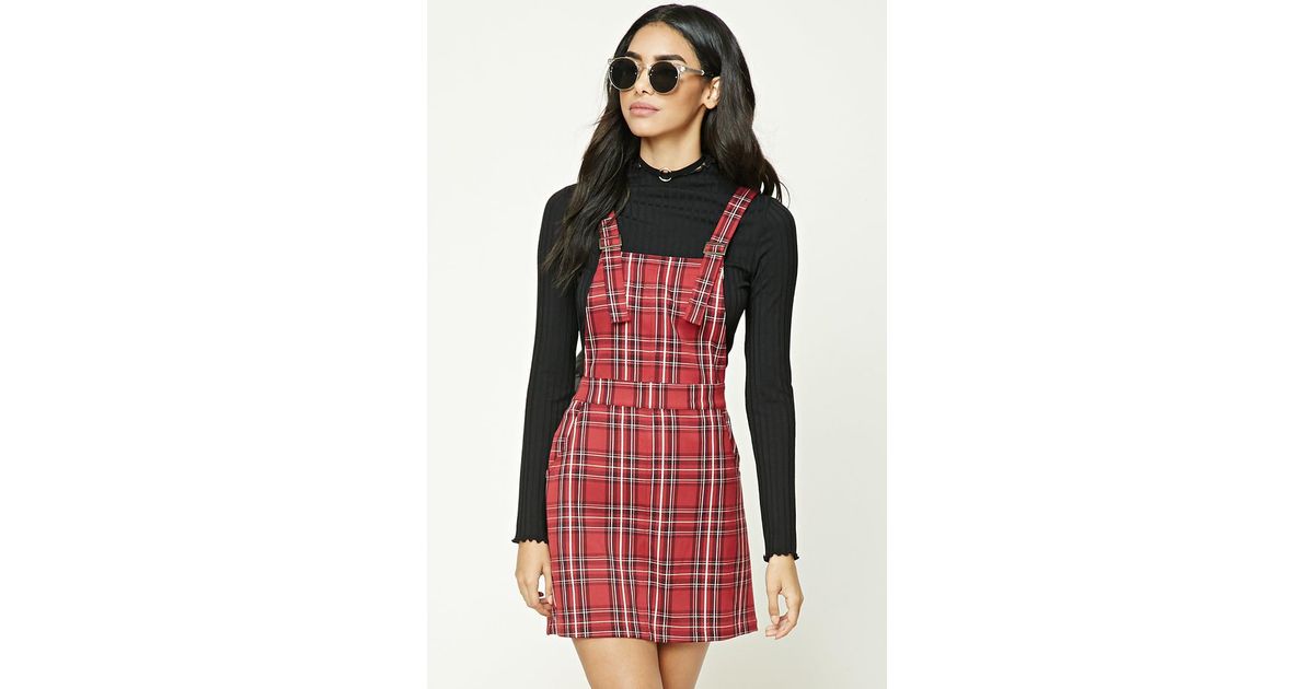 tartan overall dress