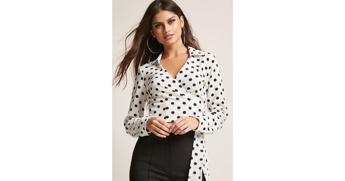 wrap polka dot top