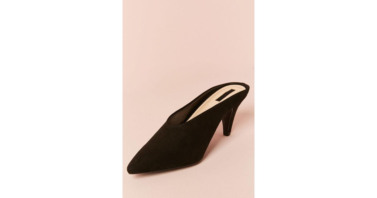 faux suede mules