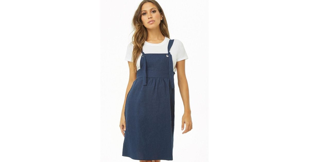 navy blue pinafore dress