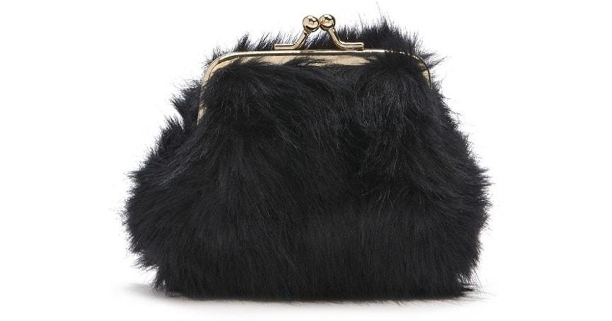 black faux fur purse