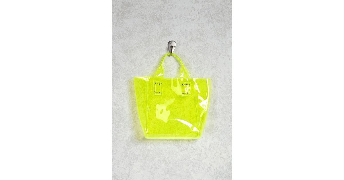 neon yellow clear bag