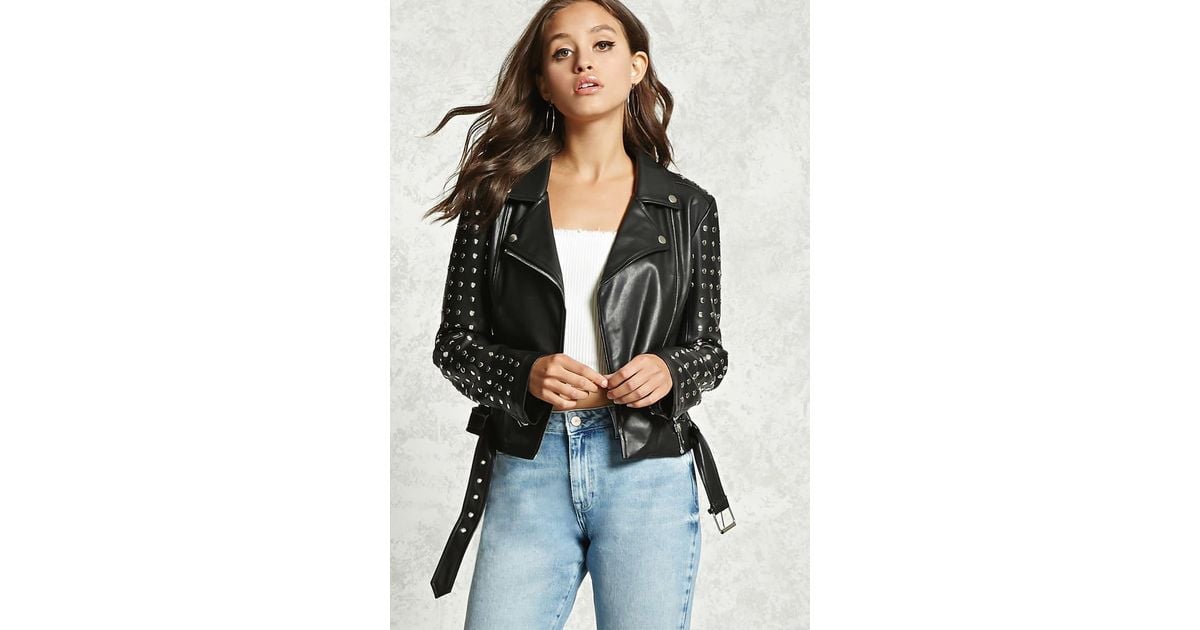 Forever 21 Black Studded Faux Leather Jacket