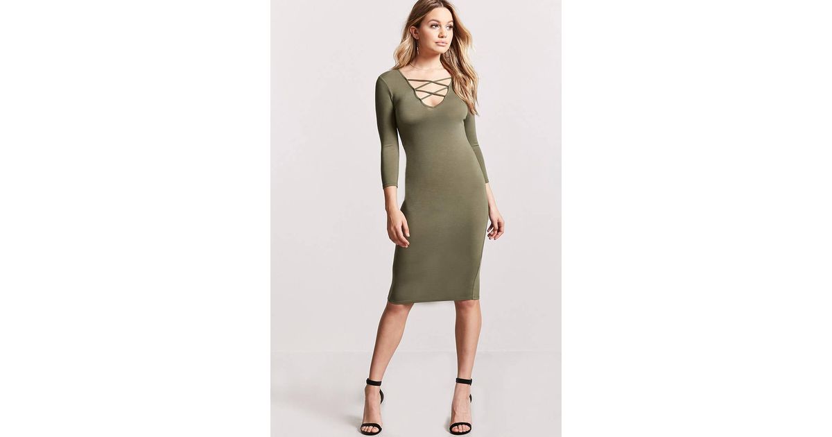 criss cross front bodycon dress