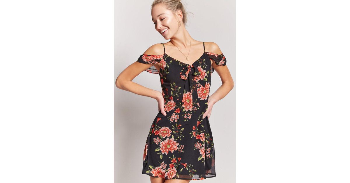 black orange floral dress
