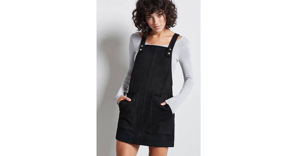 faux suede overall dress