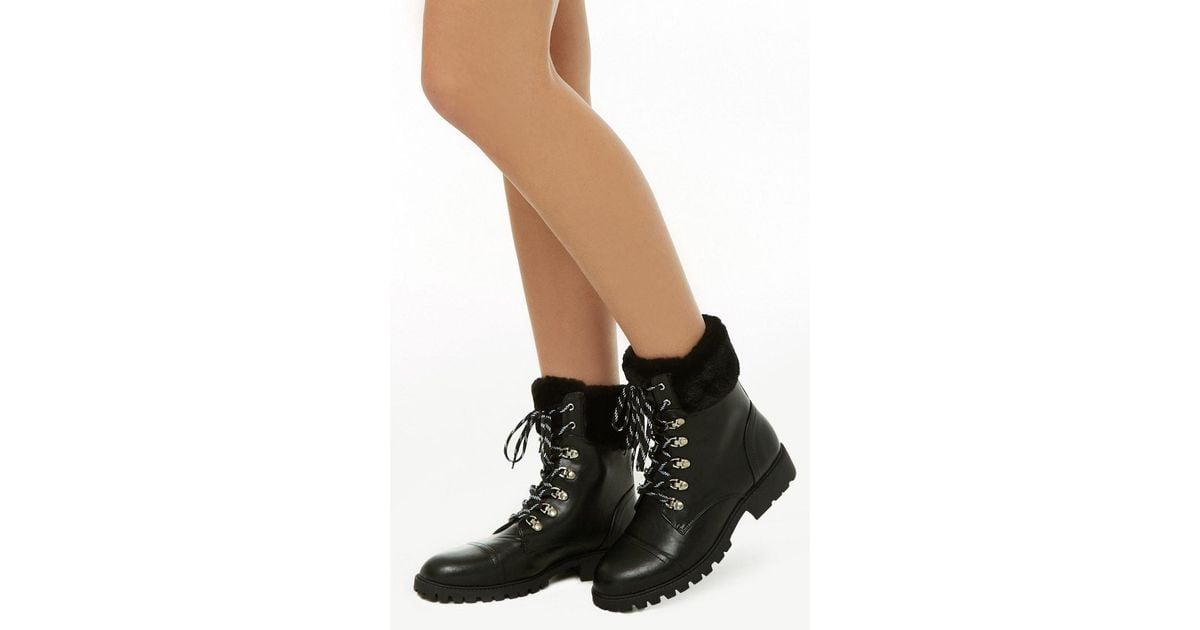 fur trim combat boots