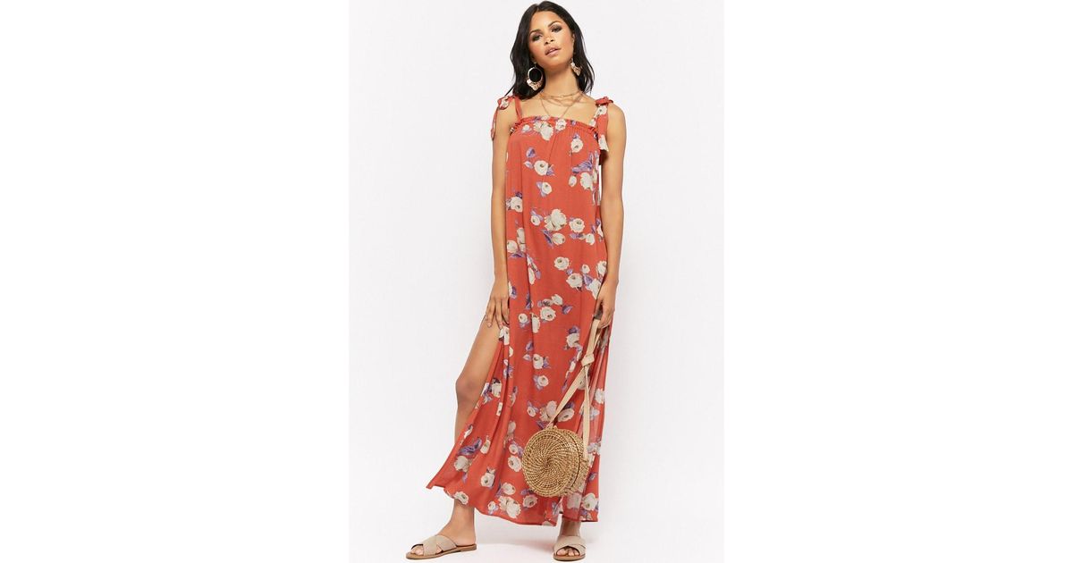 Forever 21 Women's Floral Self-tie Maxi Dress - Lyst