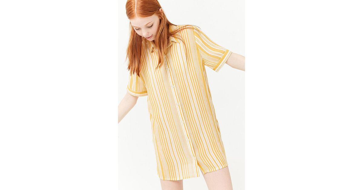 yellow striped shirt dress