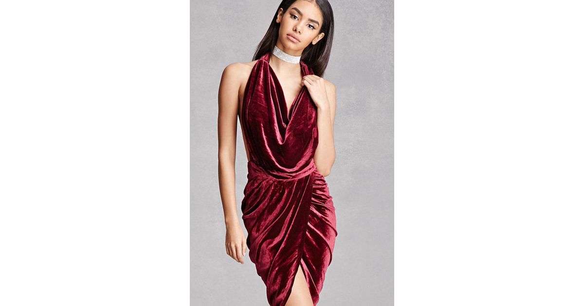 red velvet backless dress