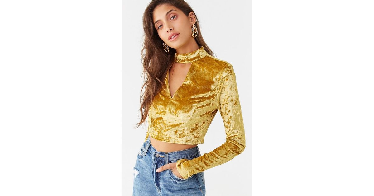 gold velvet crop top