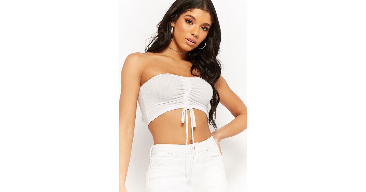 white ruched tube top