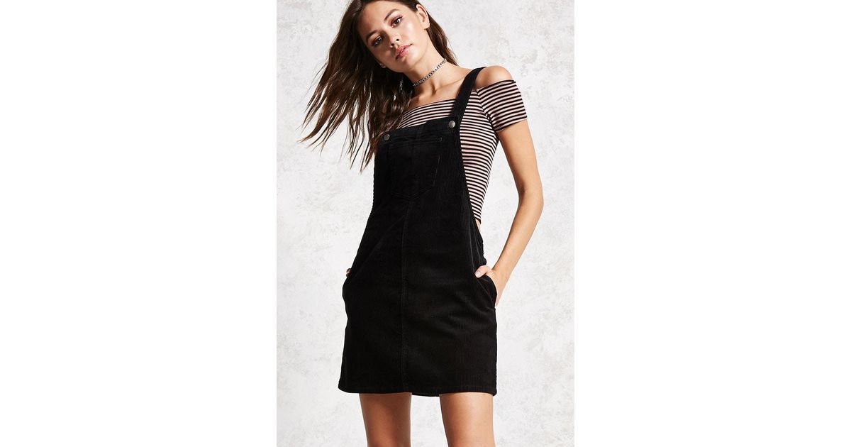 corduroy black overall dress