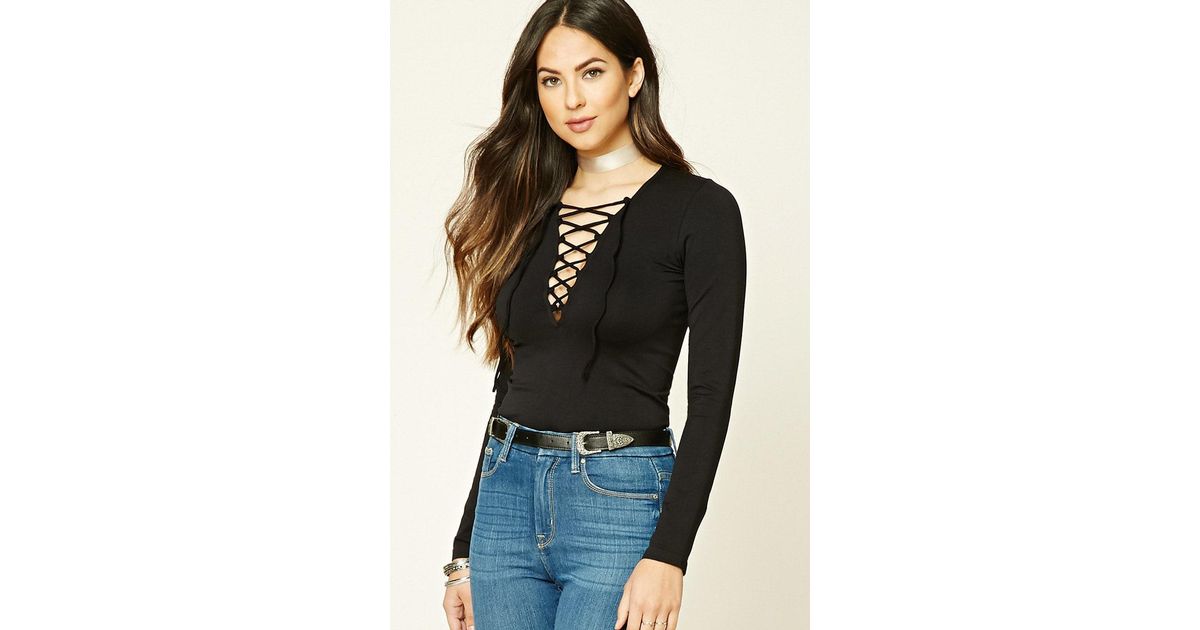 forever 21 black lace top