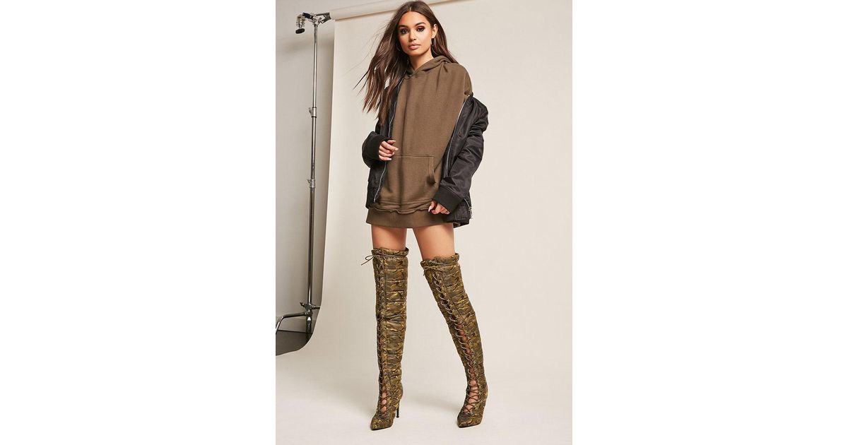 Quilted Over-the-knee Camo Boots 