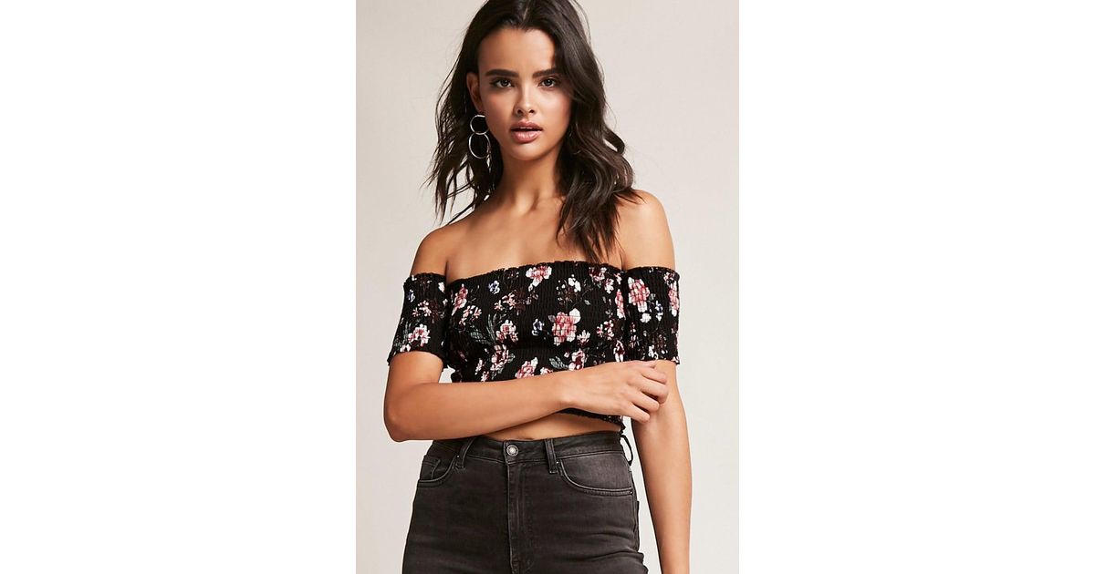 black smocked off the shoulder top