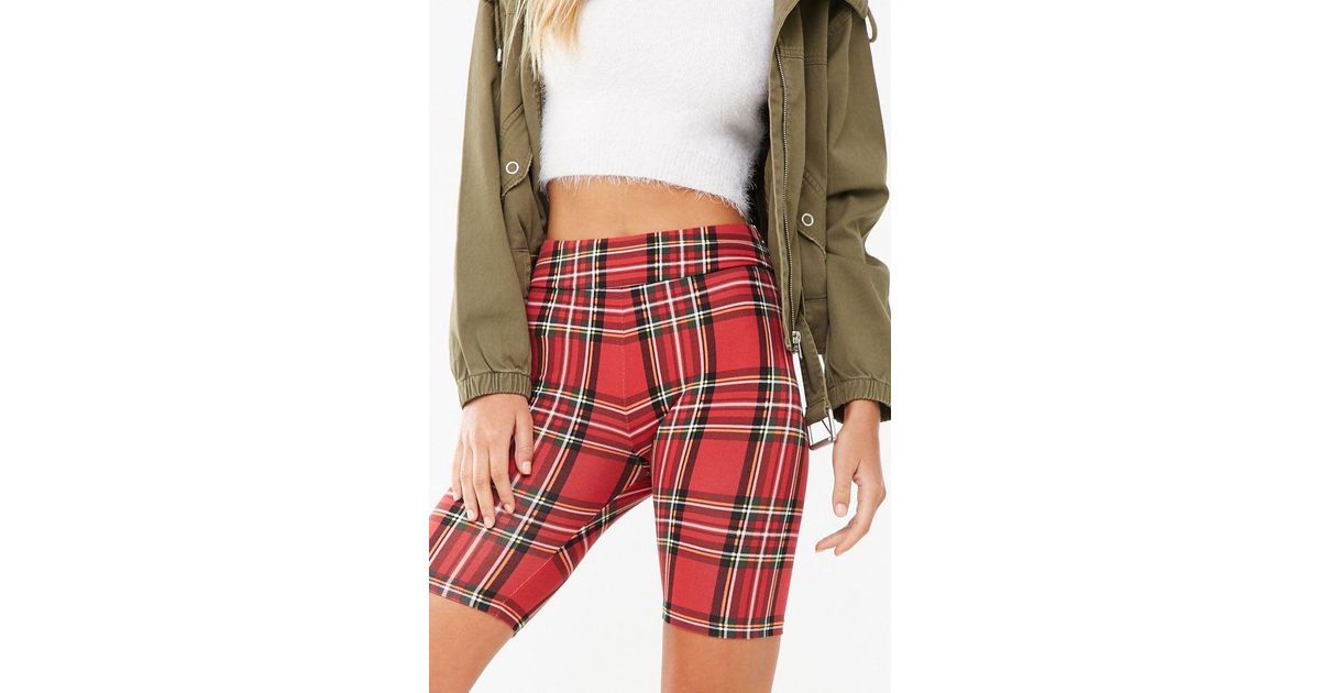 plaid biker shorts