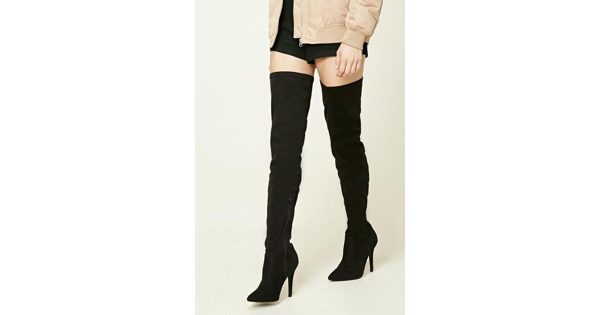 Forever 21 Faux Suede Thigh-high Boots 