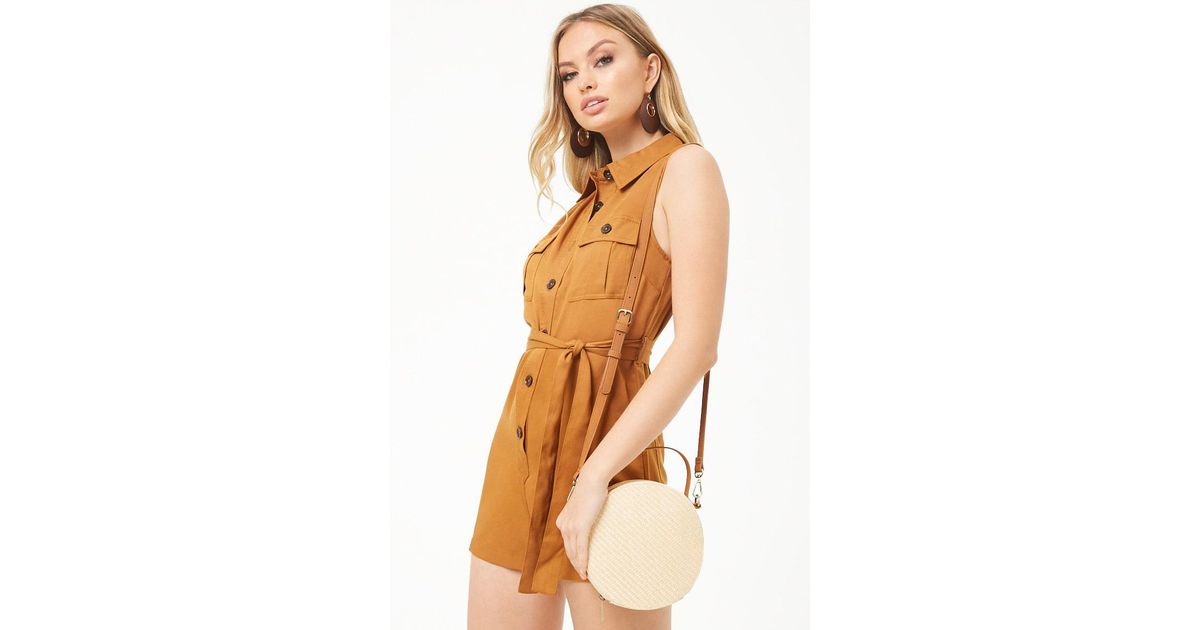 Forever 21 Synthetic Round Straw Crossbody Bag in Natural/Tan (Natural) - Lyst