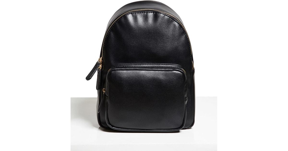 black faux leather mini backpack