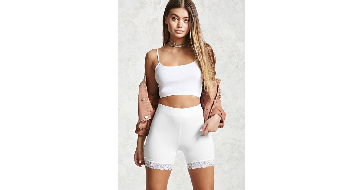 white lace cycling shorts