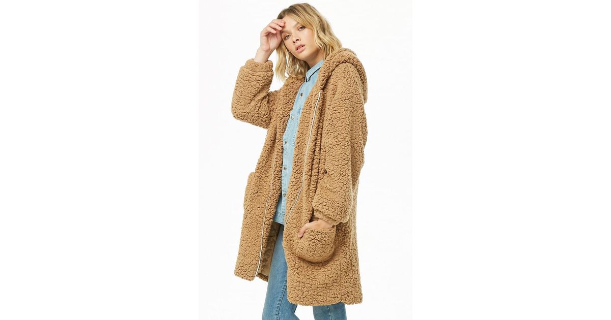 hooded faux shearling jacket forever 21