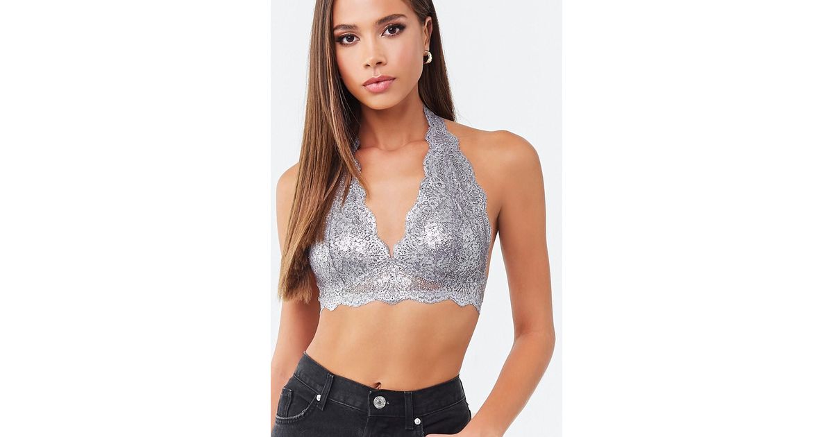 silver metallic bralette