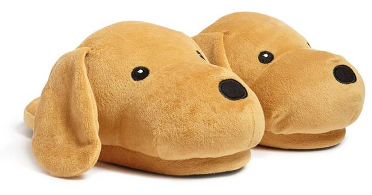 Forever 21 Fleece Puppy Slippers in Brown - Lyst