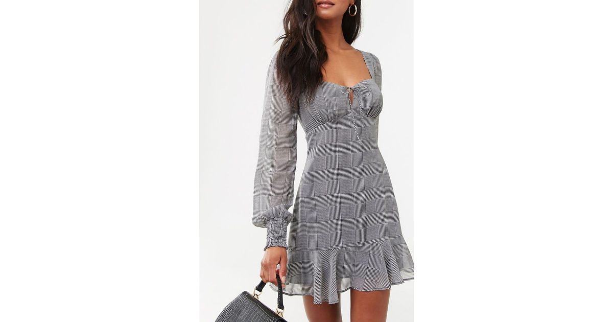 grey plaid mini dress