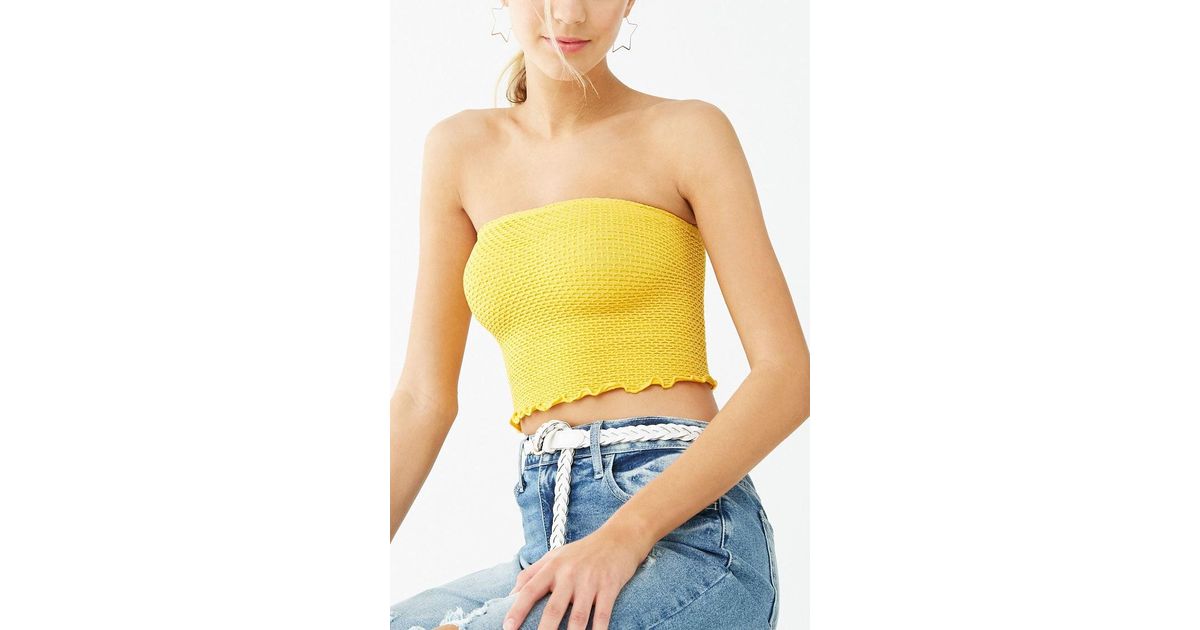 yellow ribbed tube top