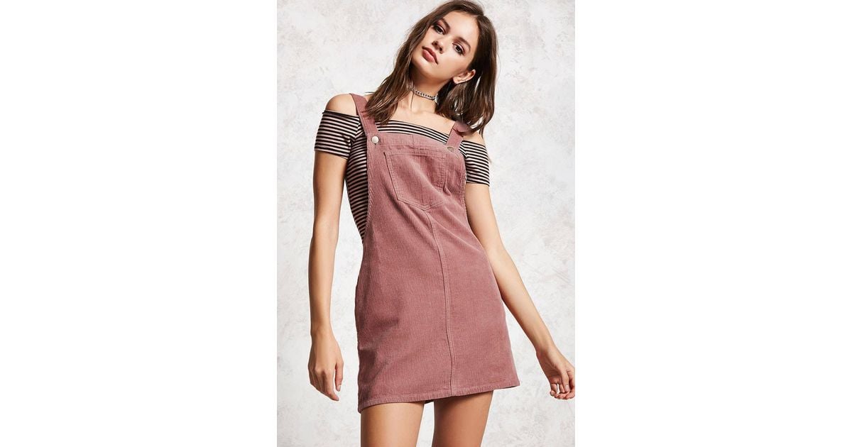 pink corduroy overall dress