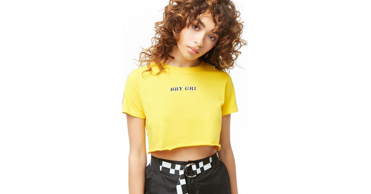yellow graphic crop top