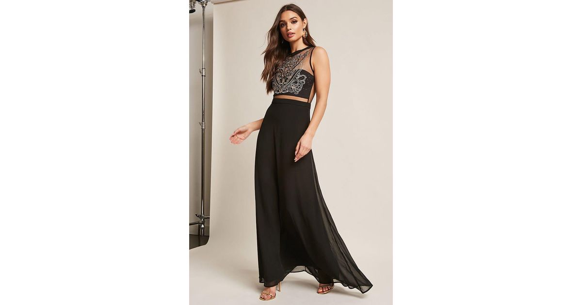 metallic embroidered maxi dress