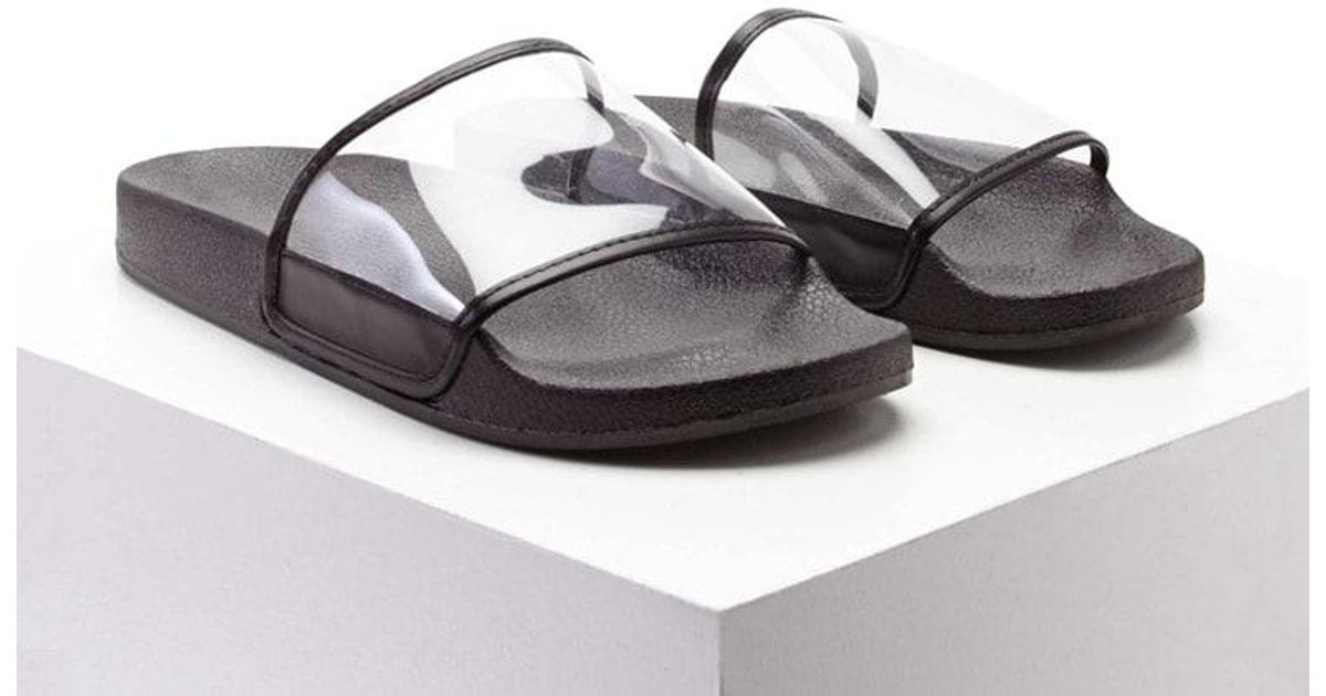 clear slide on sandals