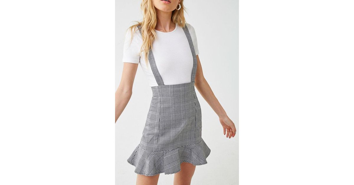 black and white pinafore dress