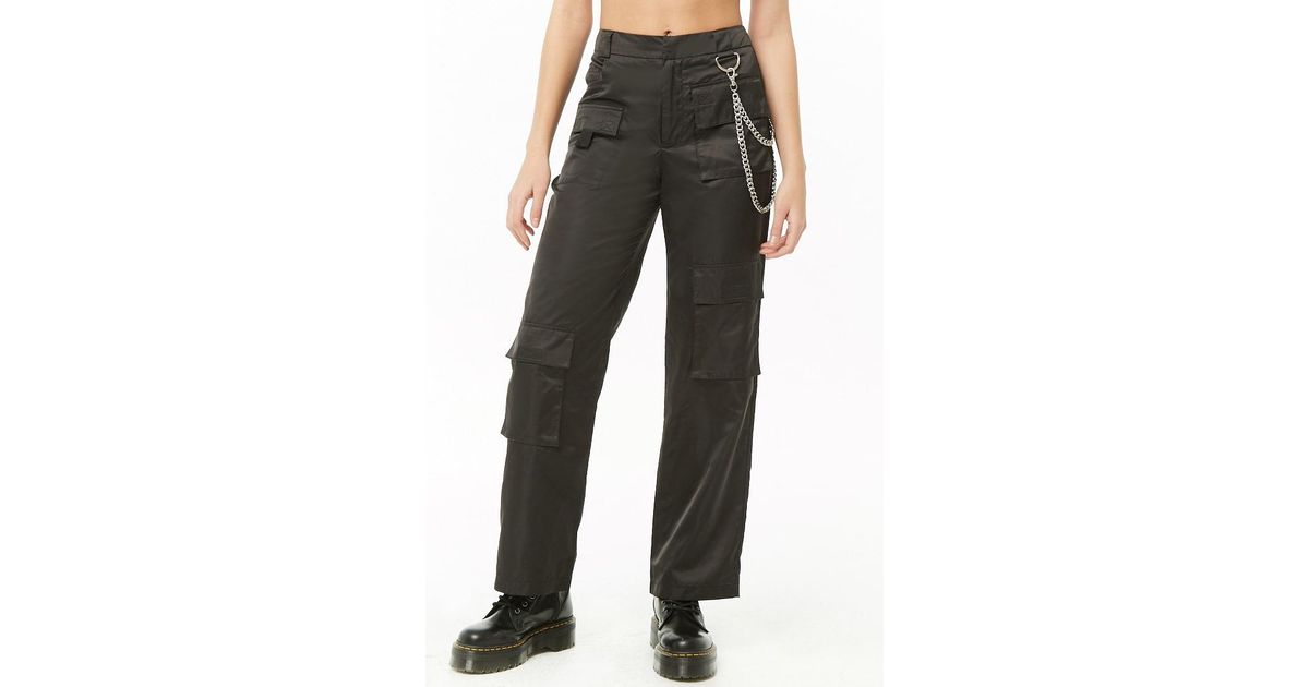 black cargo pants with chain forever 21