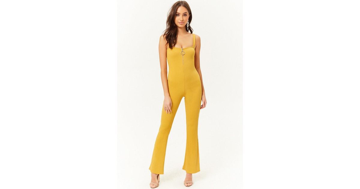 mustard ribbed jumpsuit