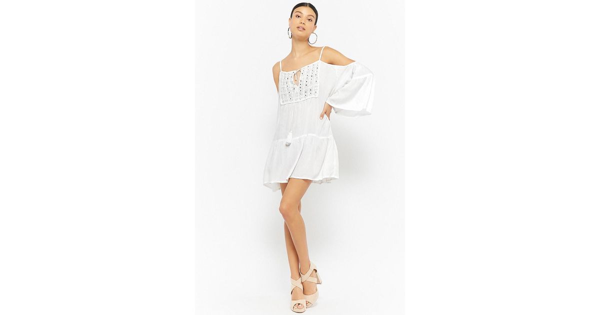 white open shoulder dress