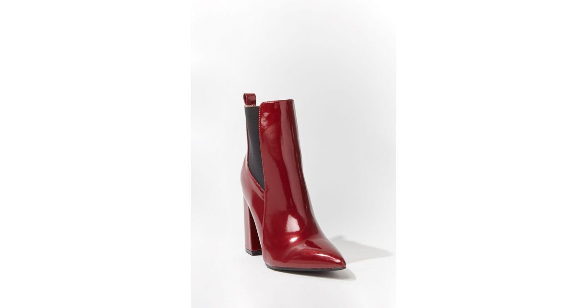 Forever 21 Faux Patent Leather Ankle Boots Wine In Red Lyst - Faux Patent Leather Boots Red Forever 21 Faux Patent Leather Ankle Boots Wine In Red Lyst - Faux Patent Leather Boots Red