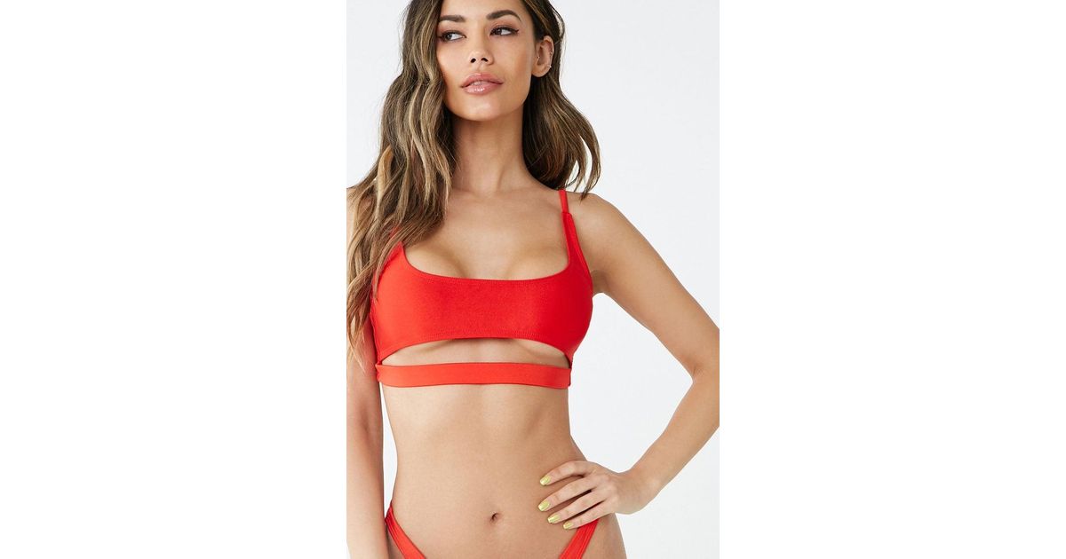 scoop neck cutout bikini top