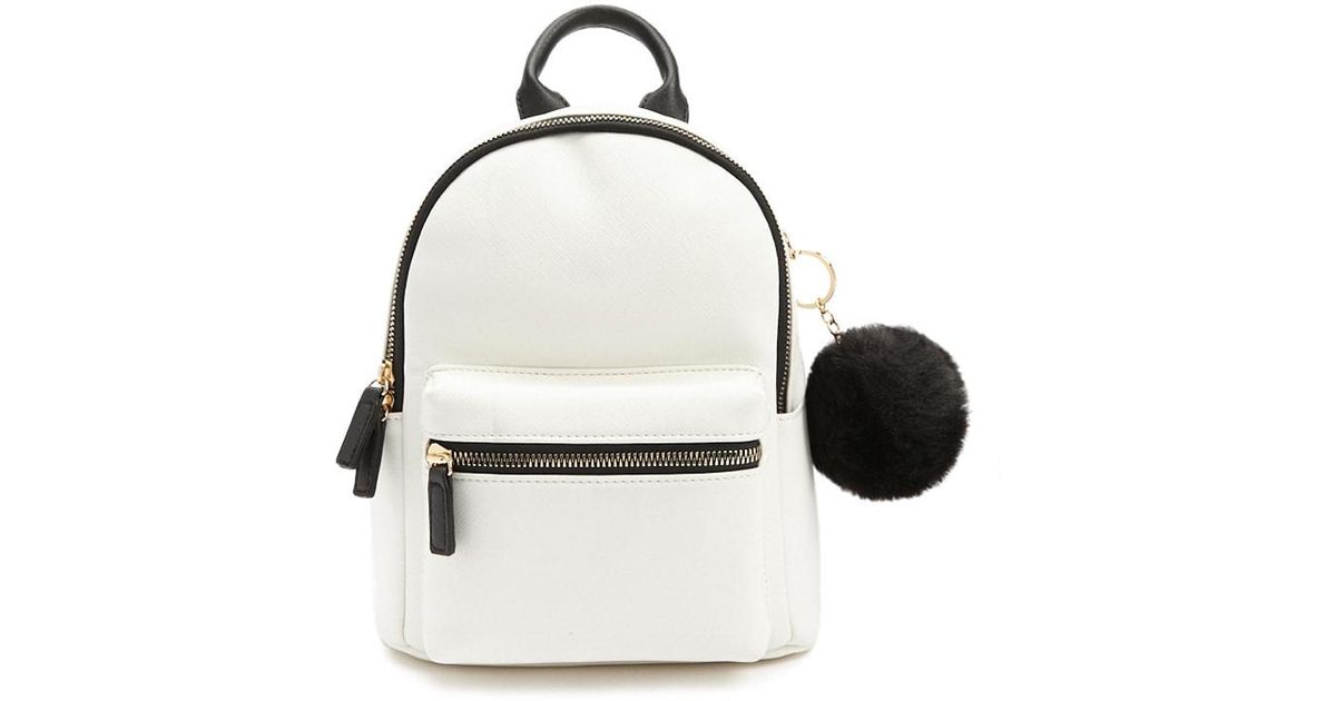 Forever 21 Pom Pom Keychain Backpack In Black Lyst