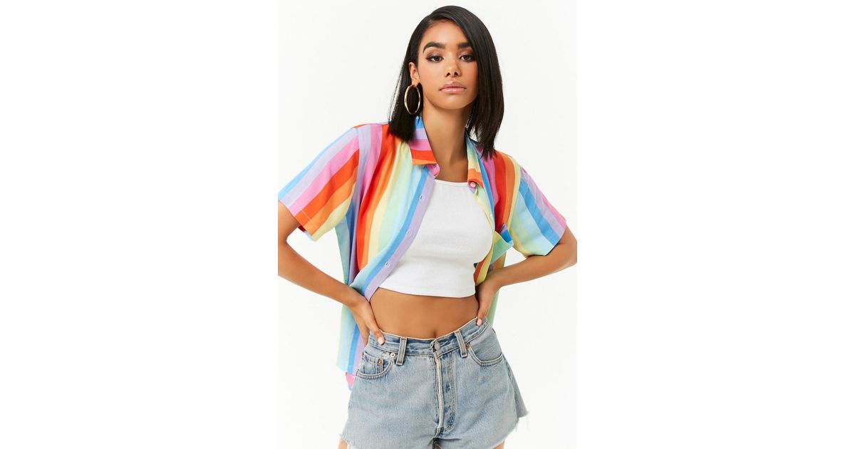 forever 21 rainbow crop top