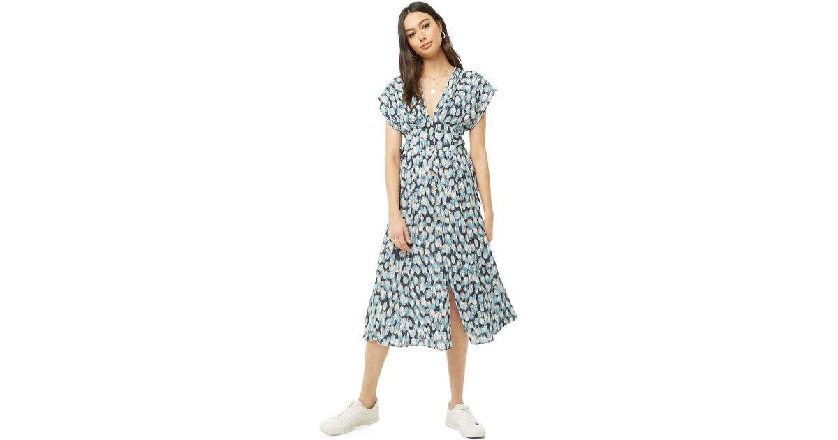 abstract print midi dress
