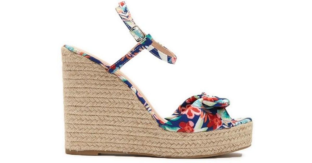 Floral Bow-front Espadrille Wedges 