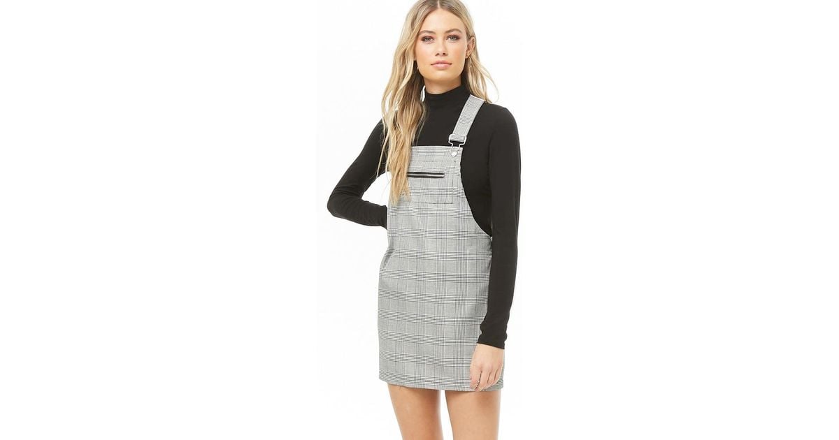 glen plaid overall dress