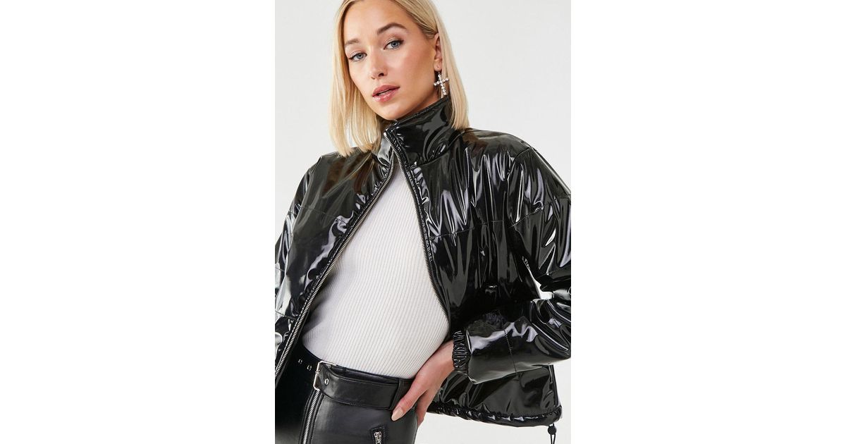 Forever 21 Faux Patent Leather Puffer Jacket Black - Faux Patent Leather Puffer Jacket Forever 21 Faux Patent Leather Puffer Jacket Black - Faux Patent Leather Puffer Jacket